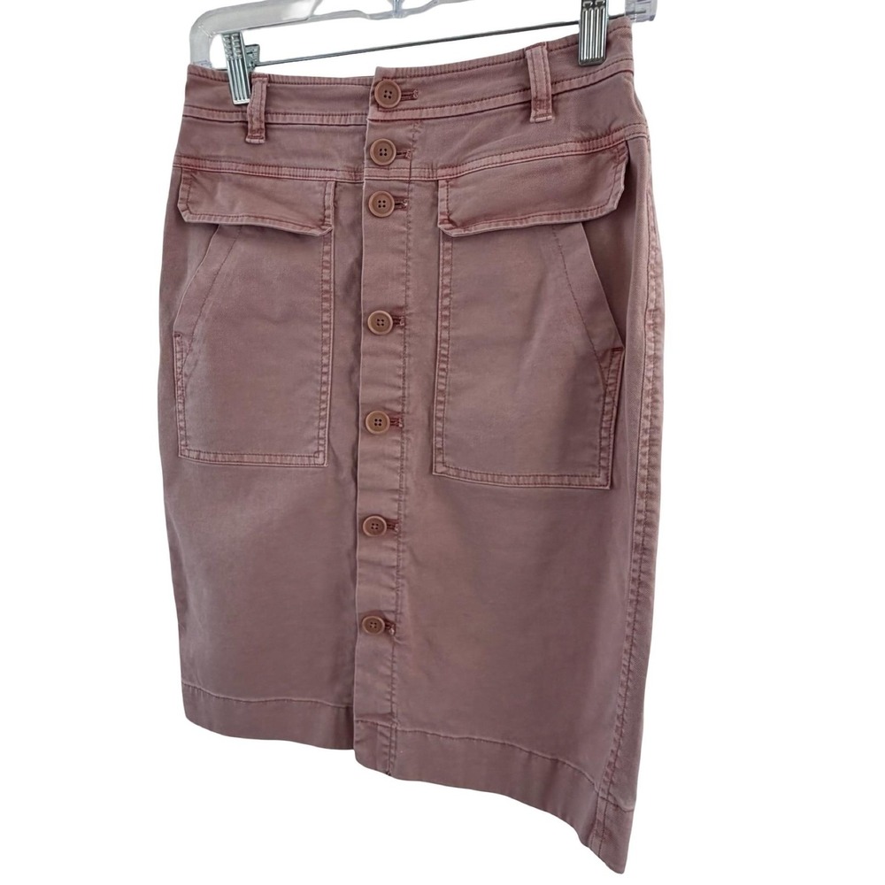 J Crew Pencil Skirt Womens 0 Button Front High‎ Waist Pockets Utility Gorpcore - Picture 12 of 16